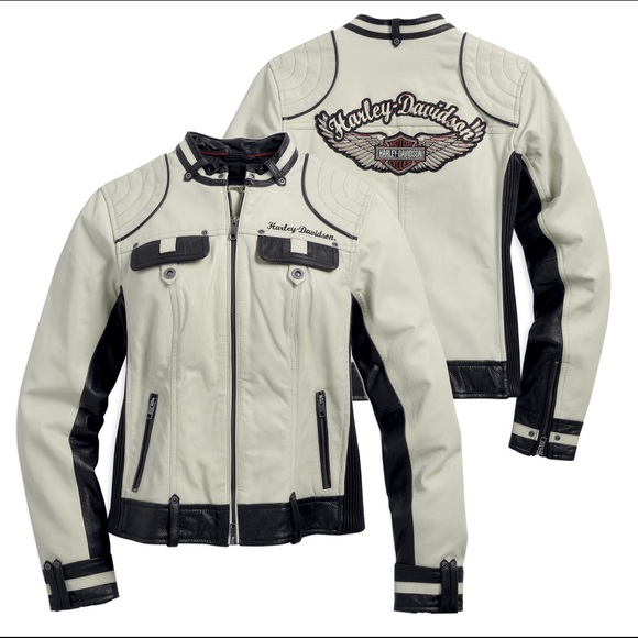 Harley-Davidson Women’s White and Black Leather Jacket - XS - Picture 1 of 16